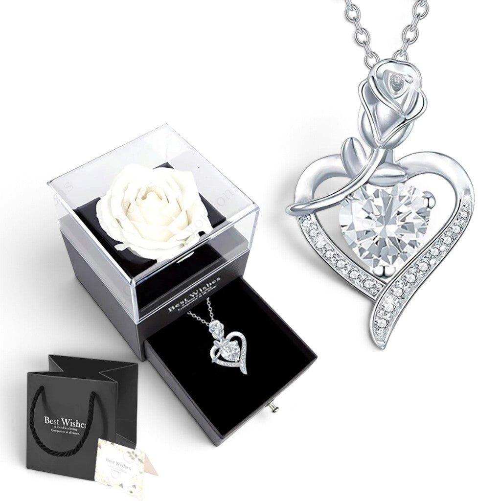 Collier Pendentif Cœur en Zircon – Coffret Cadeau Rose Inclus | Femme