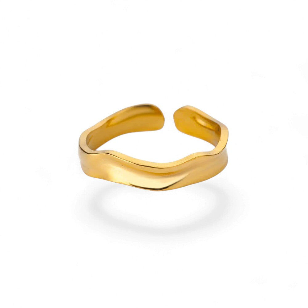 Bague Géométrique Dorée – Acier Inoxydable Ajustable