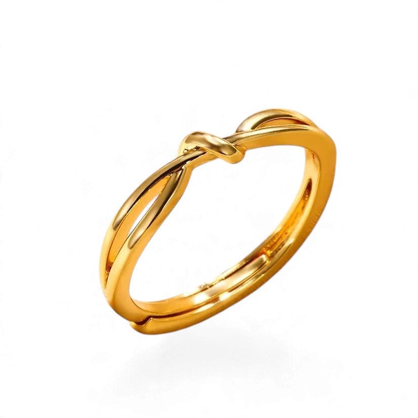 Bague Géométrique Dorée – Acier Inoxydable Ajustable
