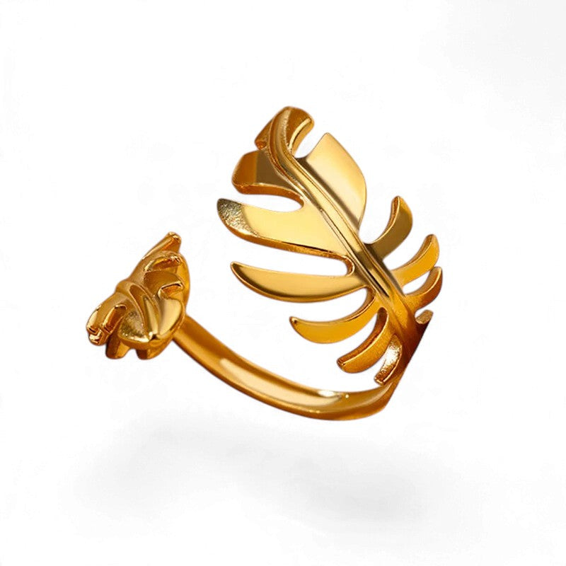 Bague Géométrique Dorée – Acier Inoxydable Ajustable