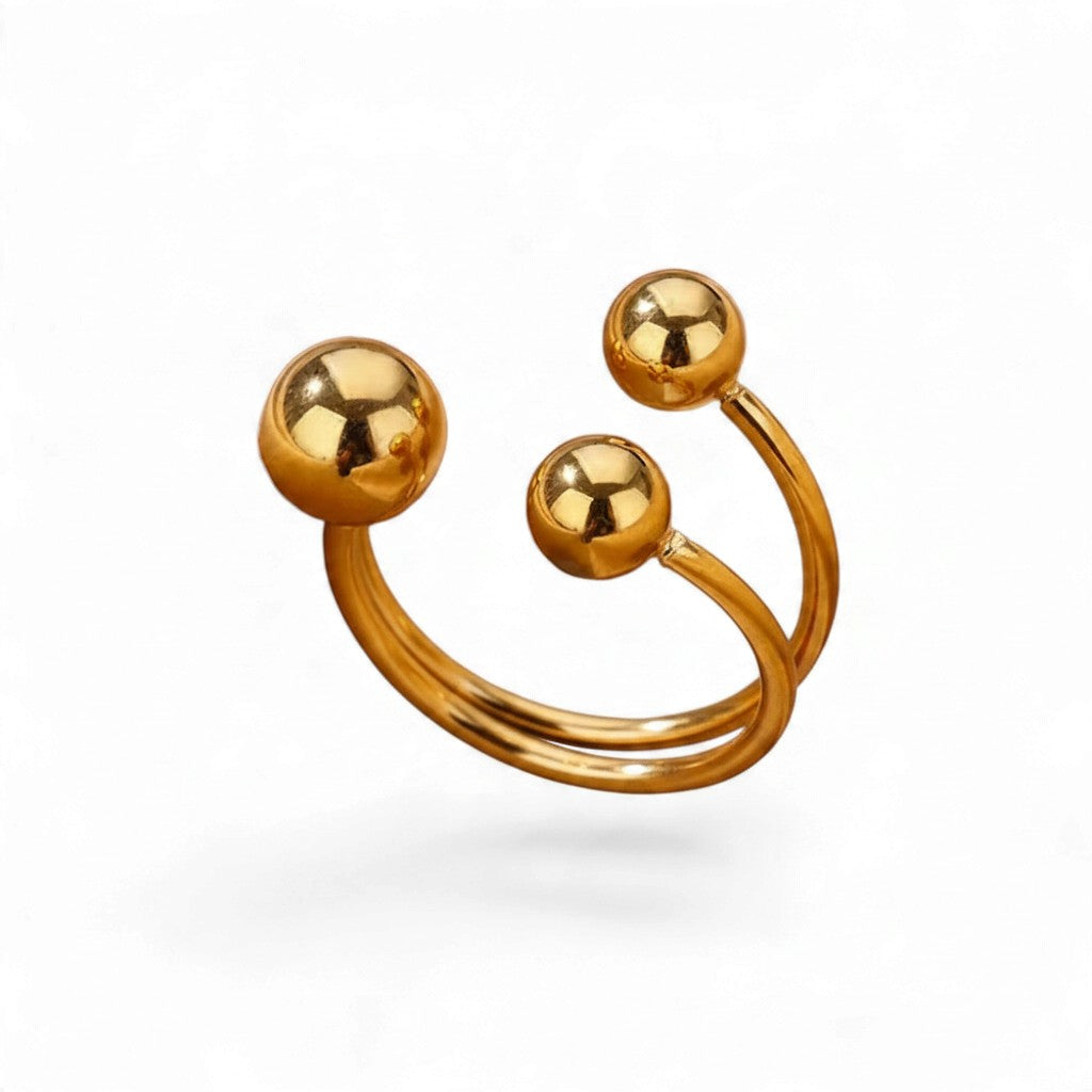 Bague Géométrique Dorée – Acier Inoxydable Ajustable