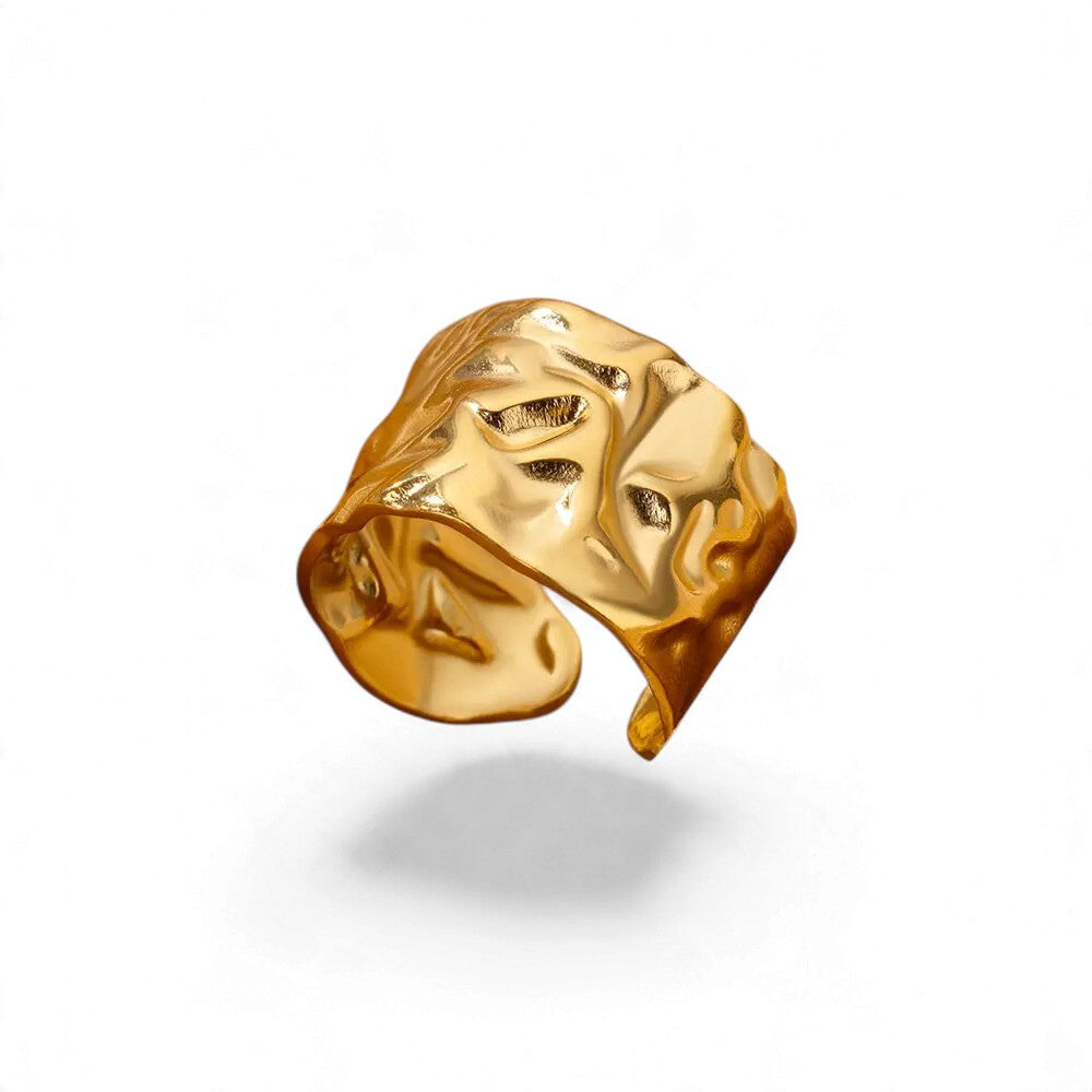 Bague Géométrique Dorée – Acier Inoxydable Ajustable
