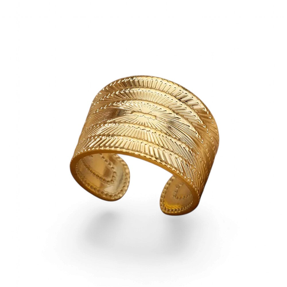 Bague Géométrique Dorée – Acier Inoxydable Ajustable