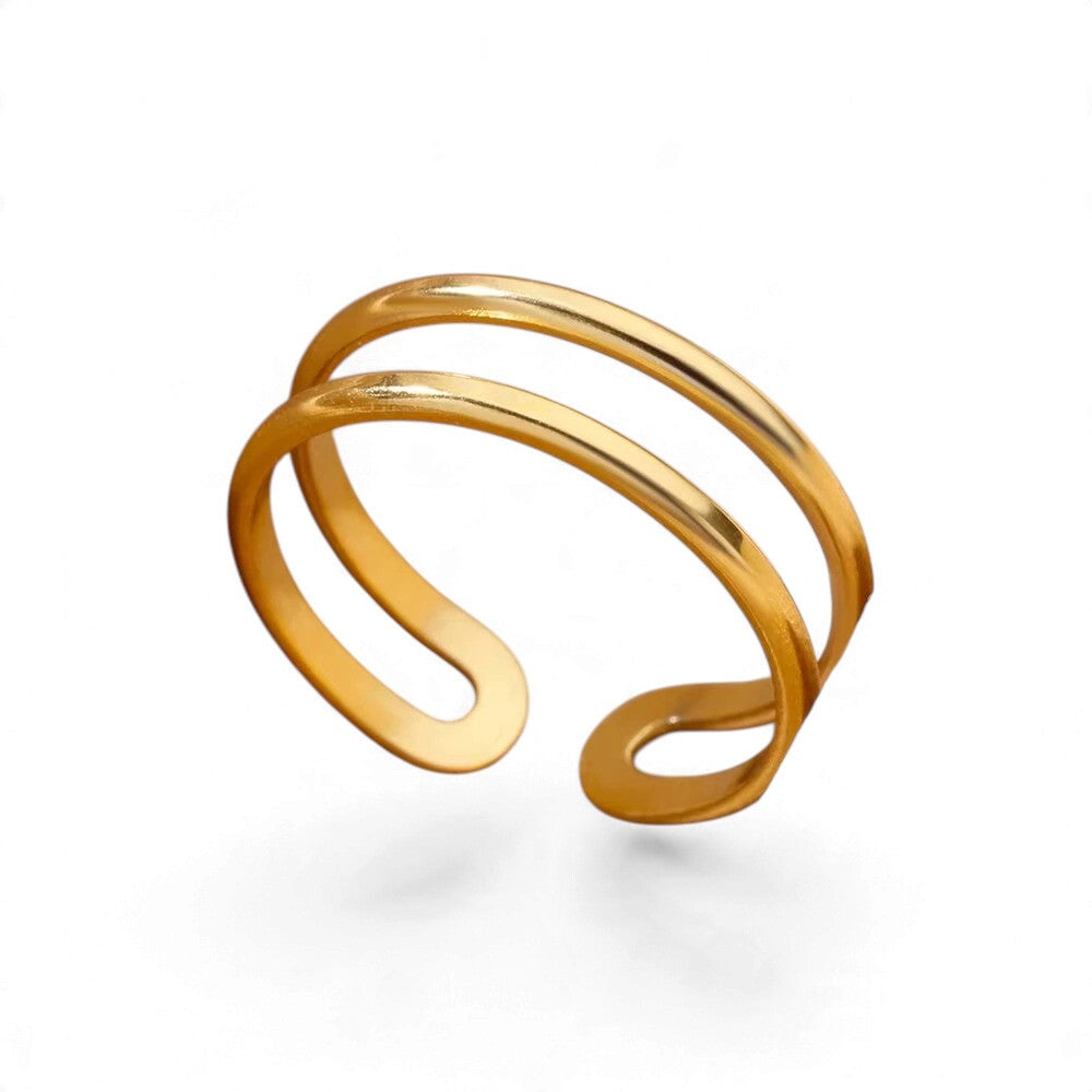 Bague Géométrique Dorée – Acier Inoxydable Ajustable