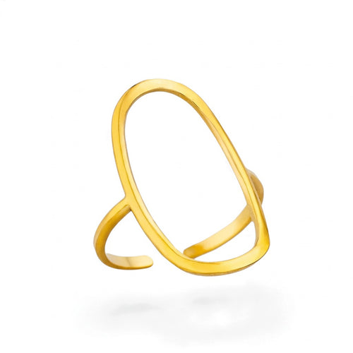 Bague Géométrique Dorée – Acier Inoxydable Ajustable