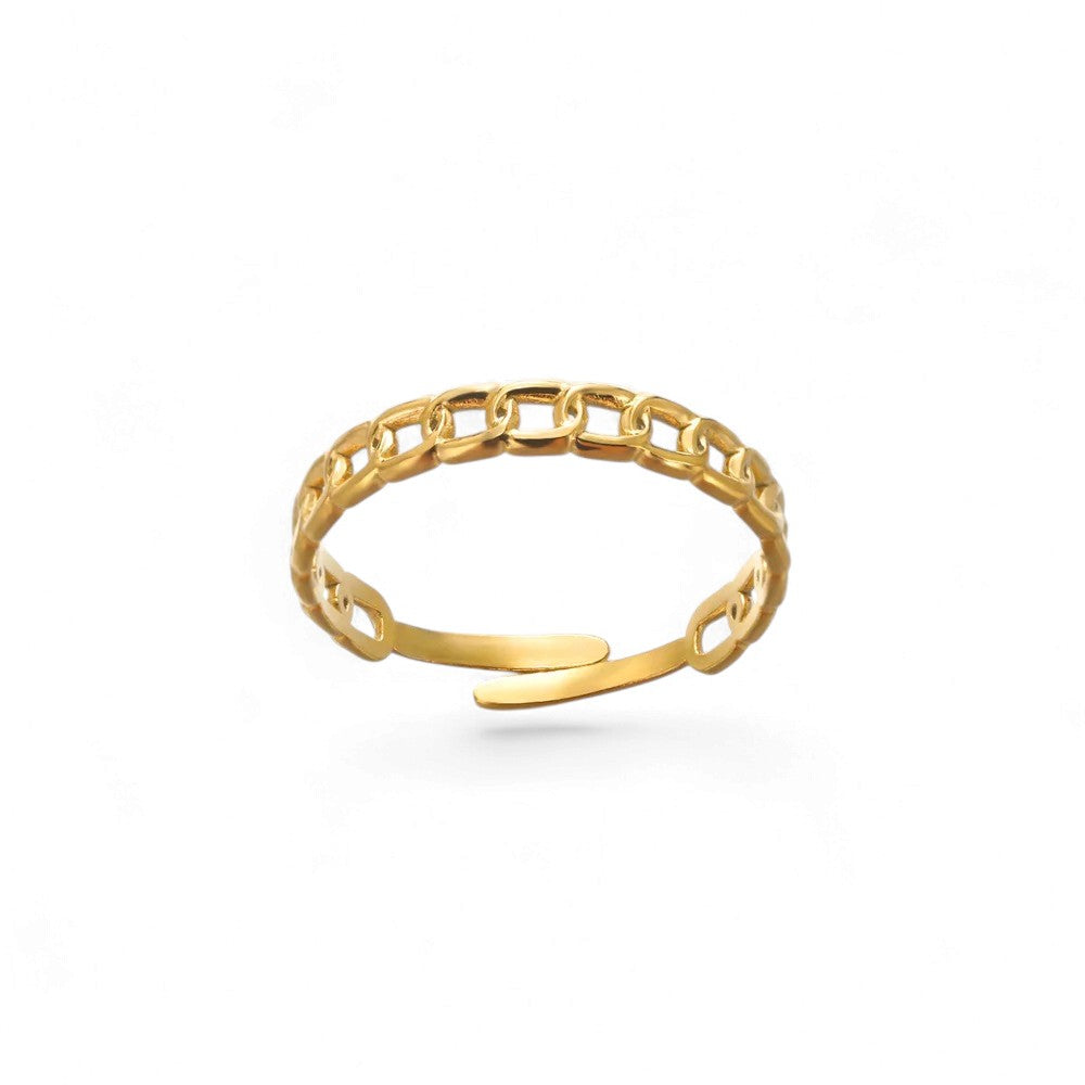 Bague Géométrique Dorée – Acier Inoxydable Ajustable
