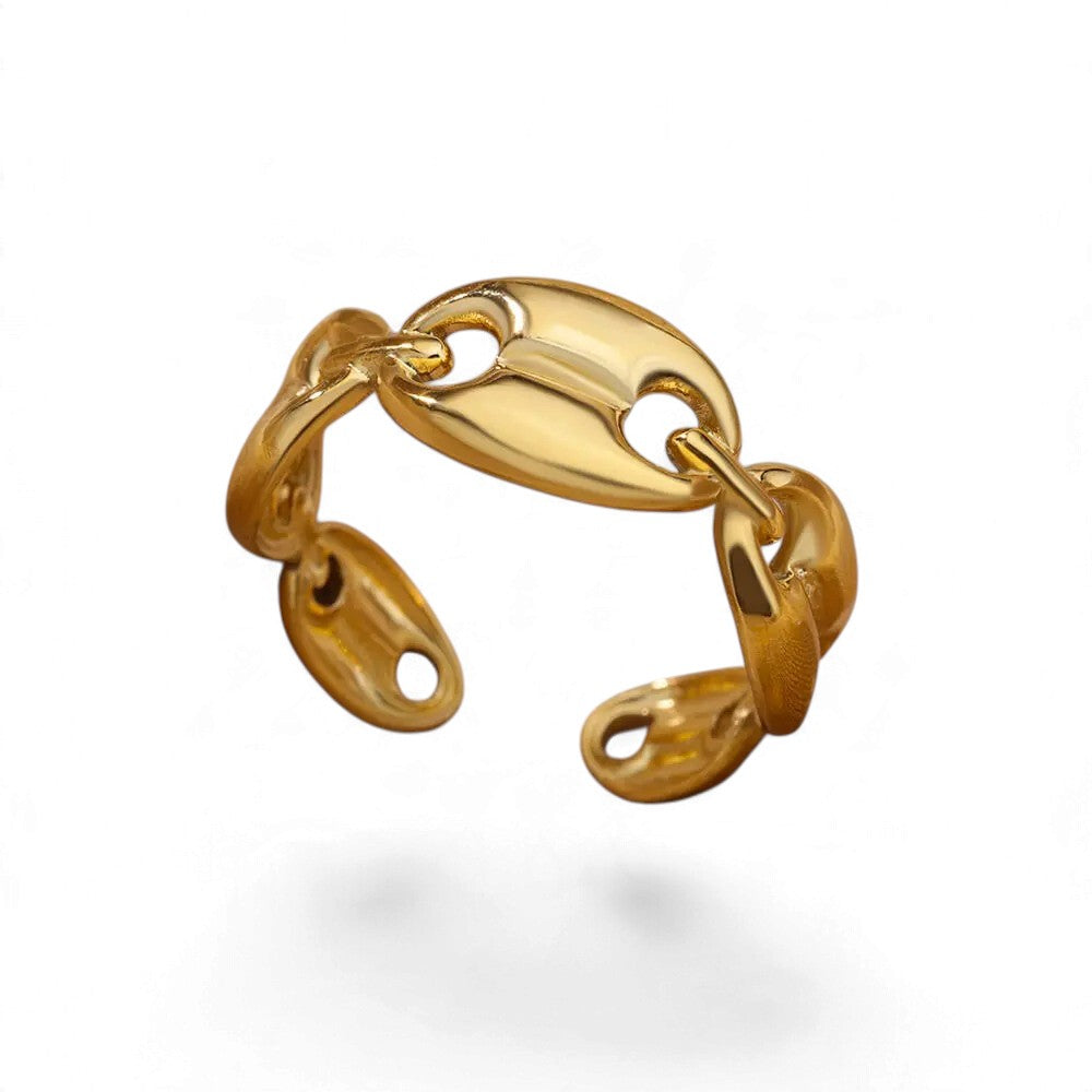 Bague Géométrique Dorée – Acier Inoxydable Ajustable