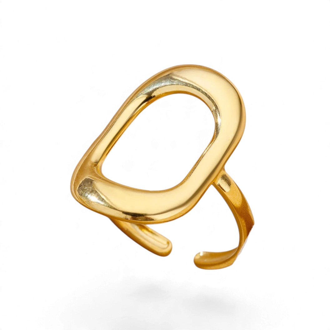 Bague Géométrique Dorée – Acier Inoxydable Ajustable