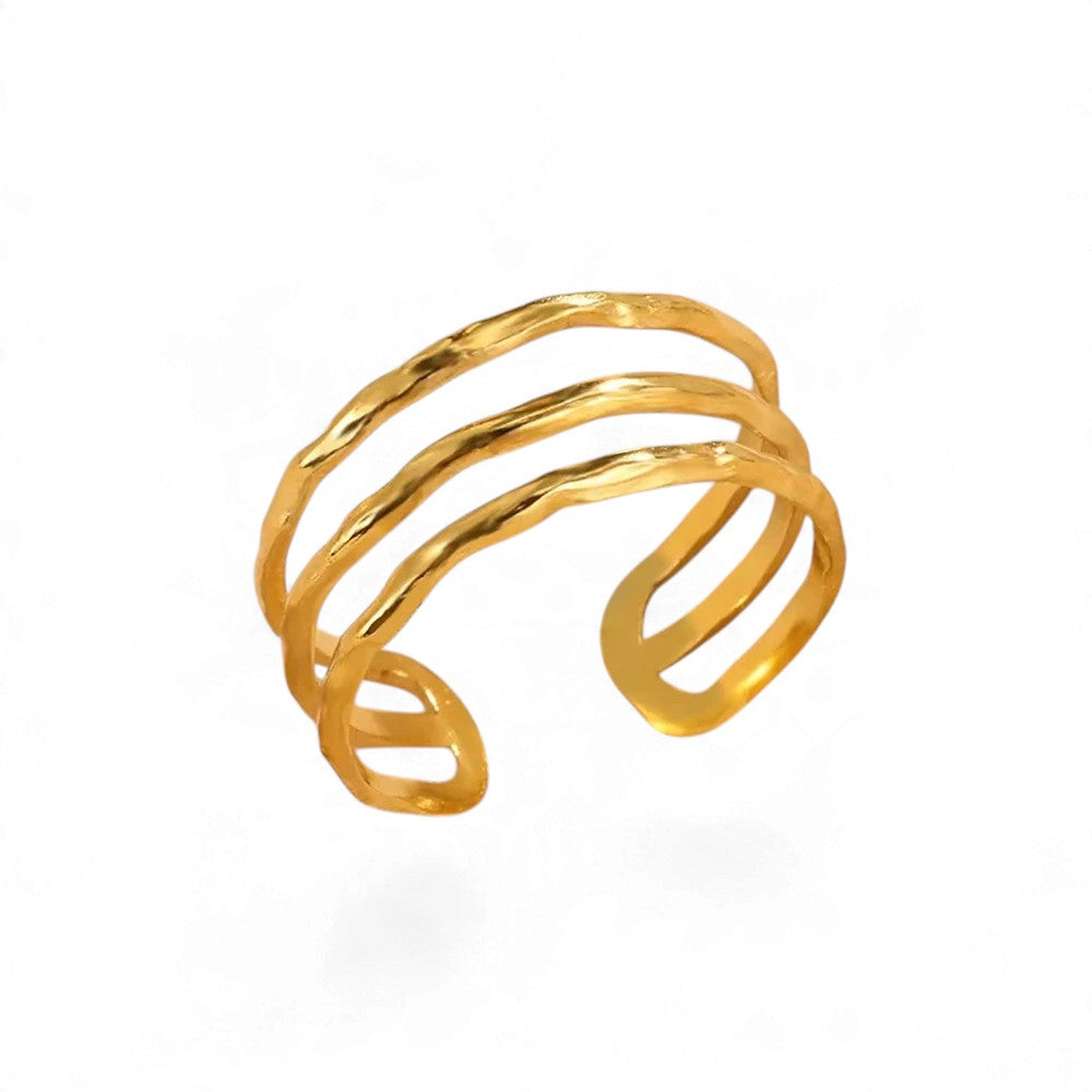 Bague Géométrique Dorée – Acier Inoxydable Ajustable