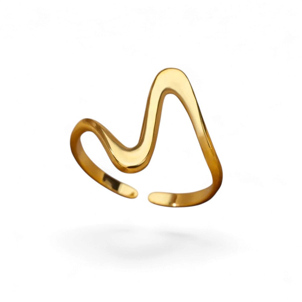 Bague Géométrique Dorée – Acier Inoxydable Ajustable