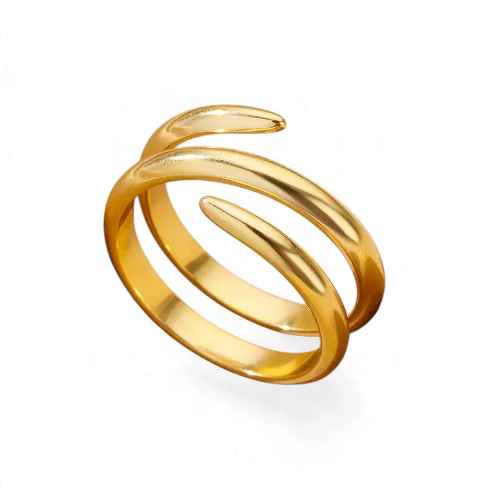 Bague Géométrique Dorée – Acier Inoxydable Ajustable