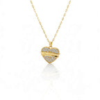 Collier Pendentif Cœur – Acier Inoxydable & Zircon Doré