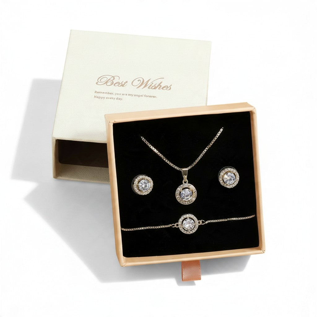 Parure ZAKOL 3 pièces en zircone avec coffret