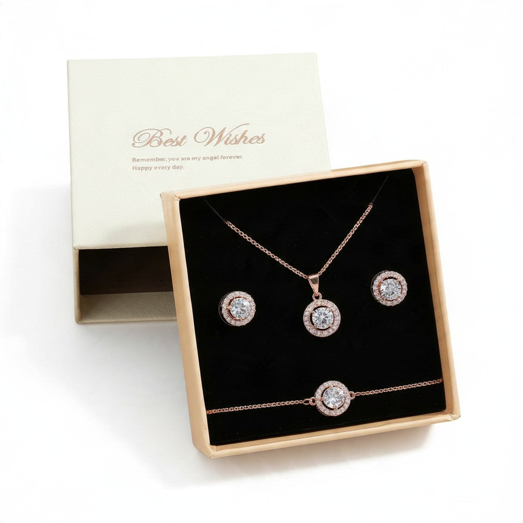 Parure ZAKOL 3 pièces en zircone avec coffret