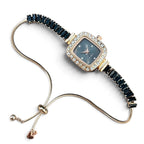 Montre-Bracelet Extensible Ornée de Zircons – Style Luxe