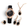 Montre Femme Strass – Coffret 5 Pièces | Bracelet effet Cuir