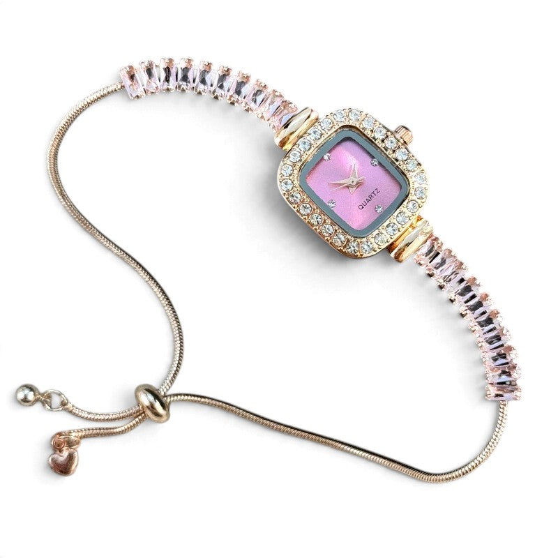 Montre-Bracelet Extensible Ornée de Zircons – Style Luxe