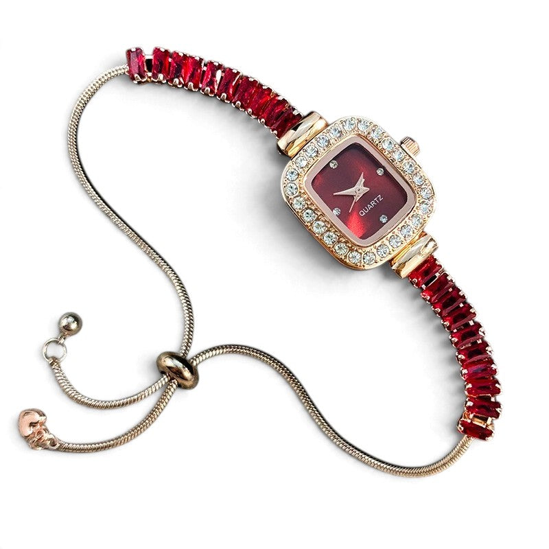 Montre-Bracelet Extensible Ornée de Zircons – Style Luxe